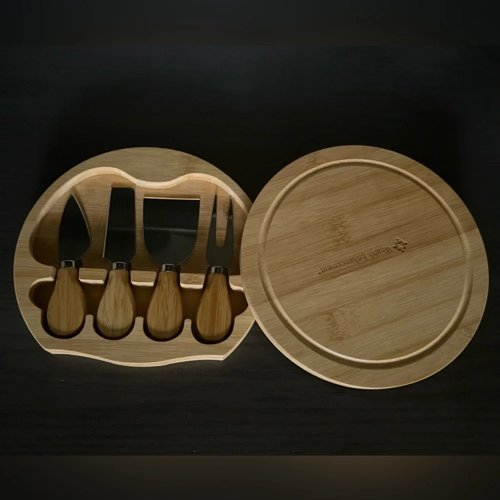 Round Charcuterie Cheese Serving Board - Natural Brown 8” Diameter